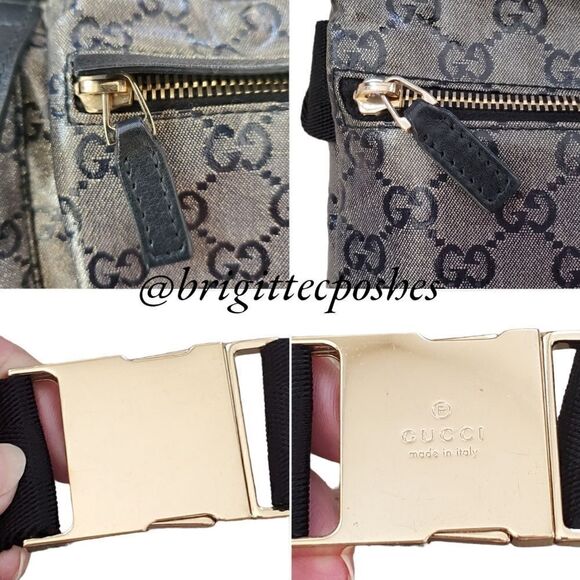 GUCCI Black/Gray Monogram Crystal Gg Unisex Belt Bag Fanny Pack - Picture 7 of 17